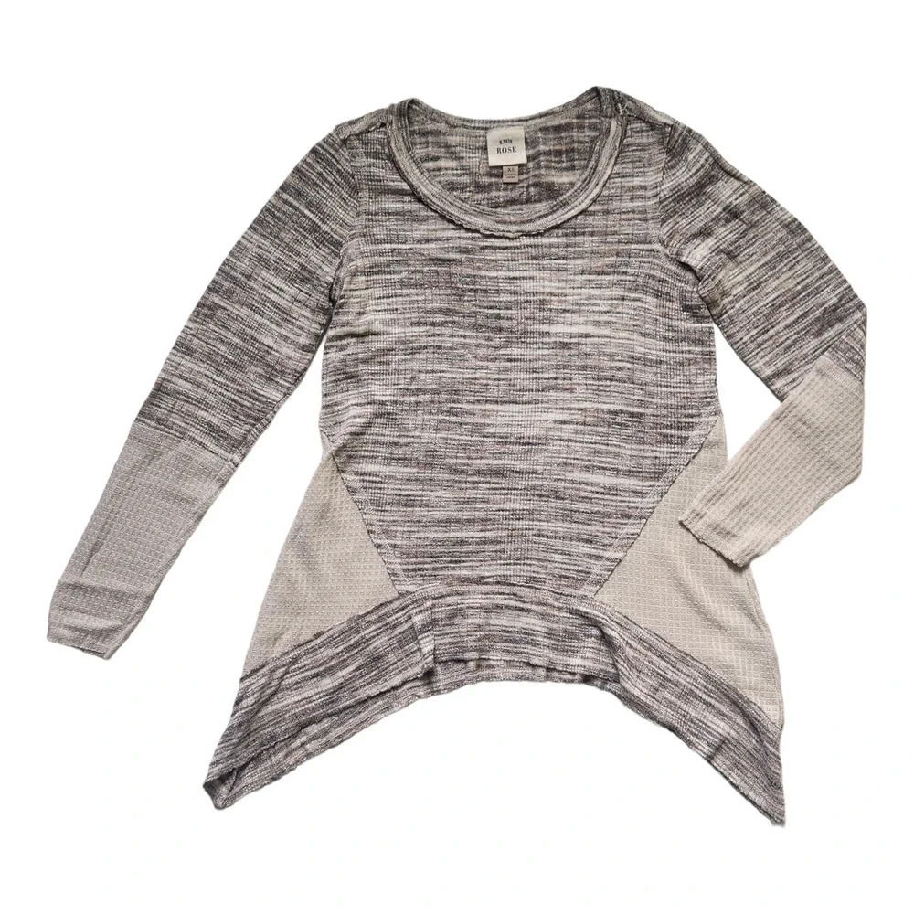 Knox Rose Boho Tunic Marled Pullover Knit Handkerchief Hem Size XS